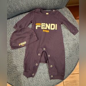 Fendi 0-3 mo  Dark Footie Set